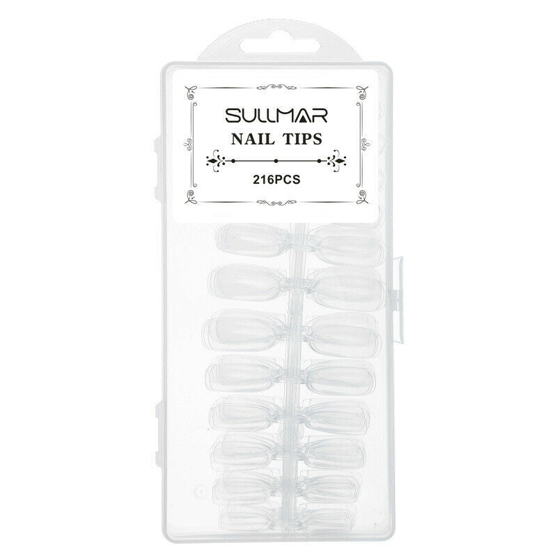216Pcs 3IN1  Acrylic False All French Nail Art Tips Nail Art Natural DIY ToSEAU
