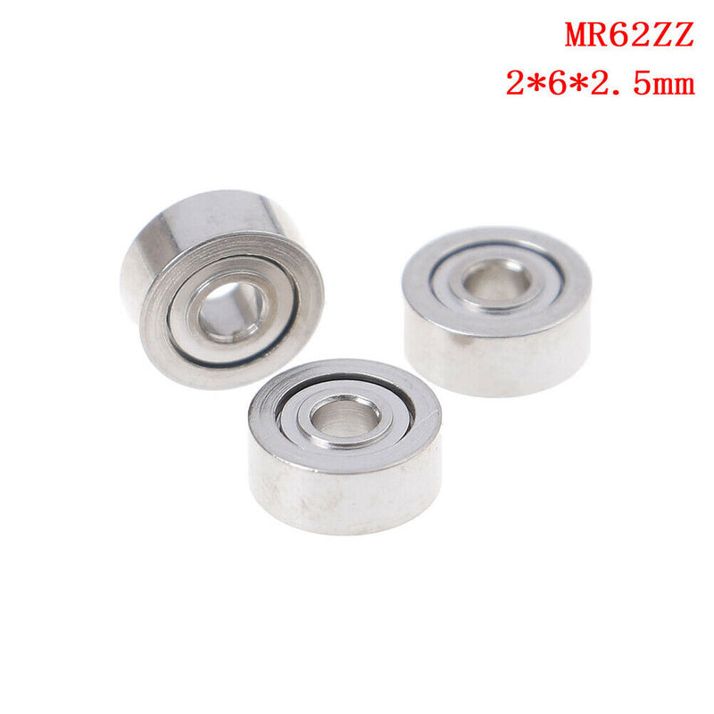 10Pcs MR62ZZ (2x6x2.5mm) metal shielded precision ball bearings mini bearings BX
