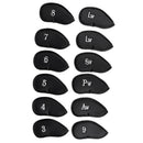 12pcs PU Golf Club Head Covers Slightly Thick Golf Club Iron Covers Black, Fit