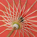 Plum Blossom Pattern Red Bamboo 31.5" Dia Oriental Umbrella Parasol