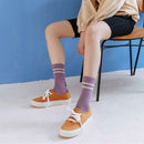 5 Pairs Women Cotton Soft Socks Stripe Letters Autumn Winter Mid-calf Socks
