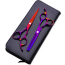 6 Inch Pro Pet Dog Grooming Scissors Set Flat Shear Tooth Shear Purple Kit V3K6