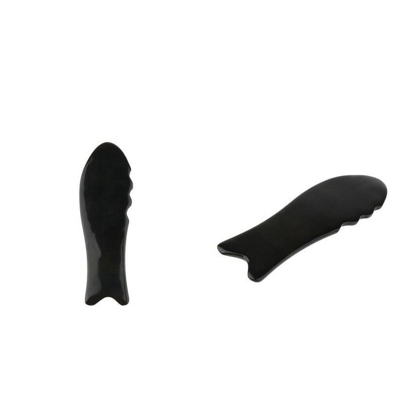 2 Pcs Manual Fish Shaped Gua Sha Board Massage Tools Black, Easy to Clean