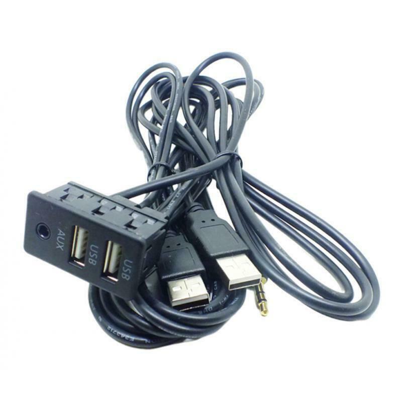 1.5M Car Vehicle Universal AUX 2 USB Audio Dashboard Mounted Extension Cable