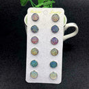 6 Pairs Stainless Steel Shiny Austrian Crystal Round Stud Earrings Set Jewe K3D2