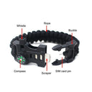 5 in 1 Multifunctional Outdoor compass Survival Weaving Bracelet,Umbrella R