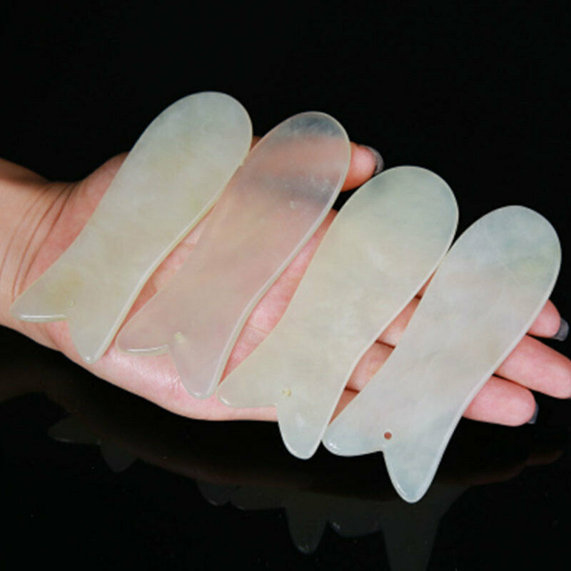 2X Natural Facial Gua Sha Jade Stone Guasha Board Scrape Therapy Massag GKD