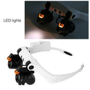 Double LED Lights Magnifier Eye Glasses Watch Repair Loupe Magnifying Glass