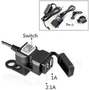1X Waterproof Dual USB 12V Motorcycle Charger Socket & Mounts D5O7