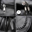 Bags Drawstring Black Casual Shoulder Bag Women Backpack Leather Tassels School