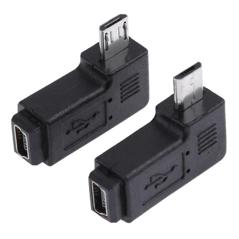 2pcs 90 Degree Mini USB Female to Micro USB Male Adapter Connector