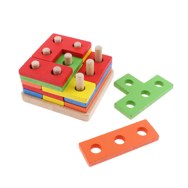 Shape Sorting Geometric Blocks Toys Stacking Game Birthday Gift for Toddler