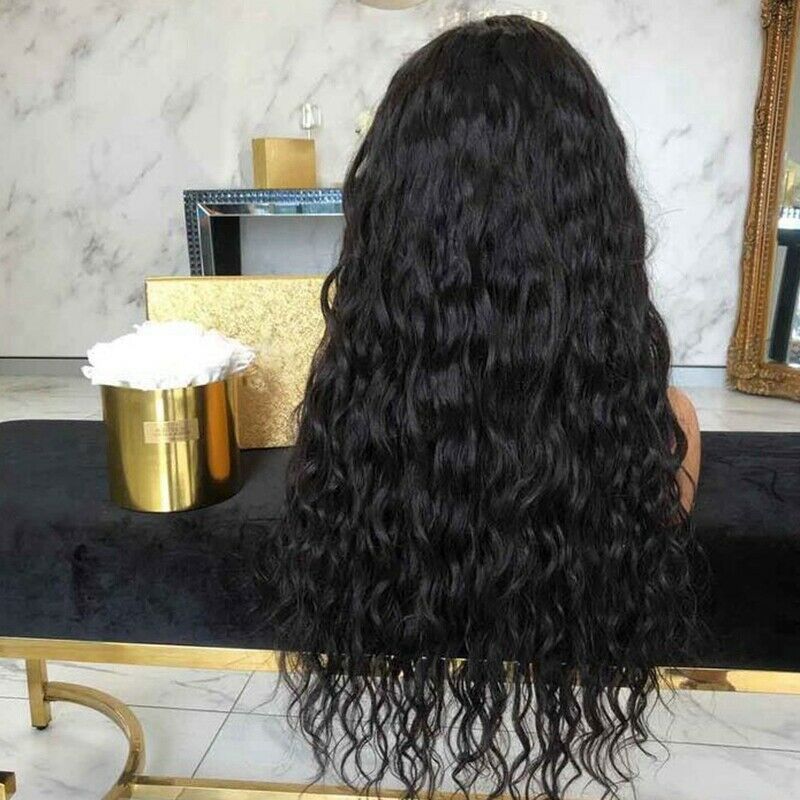 Dark Curly Lace Front Human Hair Wig Black Female Remy Hair Curly Hair Wig  X9F1