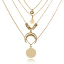 Multilayer Choker Horn Long Crescent Moon Pendant Necklace Chain Jewelry Wome JR