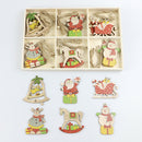 30pcs DIY Wooden Chips Santa Claus Pendants Christmas Tree Hanging Ornament A