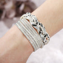 Leopard Long Artificial Leather Bracelet Hot Drilling Multi-Layer Winding F