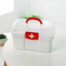 White 2 Layers Health Pill Medicine Chest First Aid Hold Box Storage H3J9 E0P7