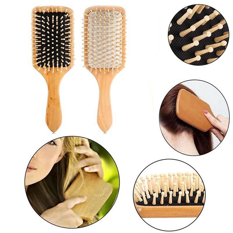 2Pcs Comb Hair Care Brush Massage Wooden Spa Massage Comb Anti Static Hair  R4R7