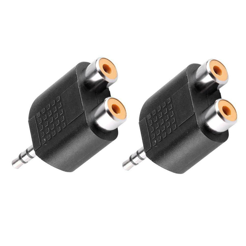 2pcs 3.5mm 1/8 TRS Male to 2 RCA Female Y Splitter Stereo Adapter Converter