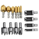 8 pcs 5/8in 1/2in 3/8in 1/4in Wood Plug Cutter Tool Drill Bits Set + 6PCS 1