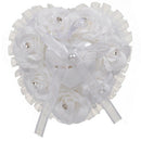Wedding Ring Pillow,White Ring Pillow For Wedding Lace Crystal Rose Heart R E8R7