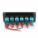 6 Gang Blue LED Light Rocker Switch Panel Circuit Breaker Boat Marine Water