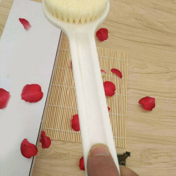White PP Bath Body Brush Long Handle Reach Back Body Shower Spa Scrubber Durable