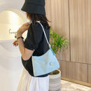 Women Simple Underarm Handbag Daisy Flower Portable Shoulder Bags (Blue)