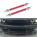 2Pc Red Adjustable Car Front Bumper Lip Splitter Rod Strut Tie Support Bar Kit
