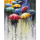 Painting By Numbers DIY Raining Street Hand Painted Canvas Oil Art Picture