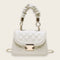 Lattice Pattern Shoulder Bags Women PU Pleated Chain Small Handbag (Beige)