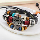 Boho Handmade Weave Bracelet Multi-layer Beads Leather Charm Bangle Jewelry A