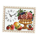 Embroidery Craft Stamped Cross Stitch Kit, Pre-Printed Fruits & Clock Pattern,