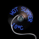 Mini USB Powered LED Clock Fan Cooling Flashing Realtime Display for Laptop