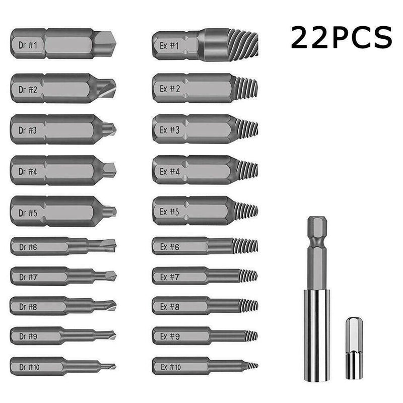 22Pcs Damaged Screw Extractor Speed Out Drill Bits Remover Bolt Set Kit Bro X6Z0