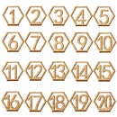 20pcs Hexagon 1-20 Wooden Table Numbers with Holder Base Wedding Table Dec3C