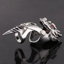 Fashion Dragon Head Rings for Men Punk Rock Style Party Men Red Stone Rings