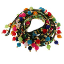 2pcs Bohemian Style Pompom Beads Fringe Braid Jacquard Ribbons 1 Yard