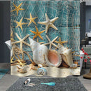 Bathroom Blue Conch Starfish Beach Print Mildew-proof Waterproof Shower Curt Hn