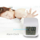 LED 7 Color Changing Digital Cube Alarm Clock Thermometer Calendar Night Time