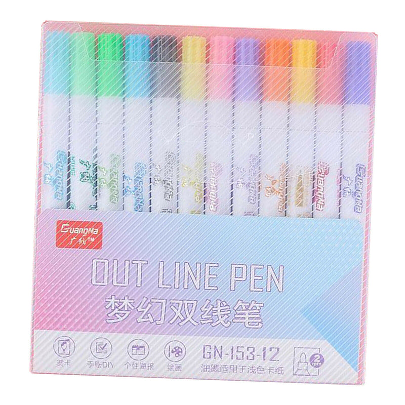 2 Sets 2.0mm Metallic Markers Glitter Writing Doodle Dazzle Pens 8/12 Colors