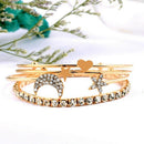 4pcs/set Women Star Moon Love Heart Bracelet Sets Chain Bracelet Jewelry Ac