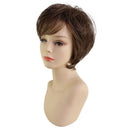 Fashion Short Medium Wigs Brown Straight Wavy Women Full Fluffy Hair Synthetic