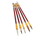 5 Pieces Chinese Calligraphy Wolf Hair Brushes Wooden Shaft for
