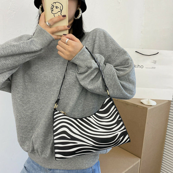 Animal Pattern Women Handbag Street PU Shoulder Underarm Tote Bag (Zebra)
