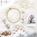 Wooden Beads Tassel Ring Wall Hanging Ornament Kid's Room Decor Craft White