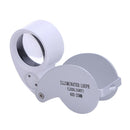 40x25mm Jewelry Jade Loupe Fold LED Pocket Magnifier Inspection gift box Di