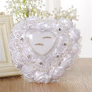 Lovely Heart-Shaped Ring Pillow Rose Flowers Rhinestone Pearls Ring Bearer