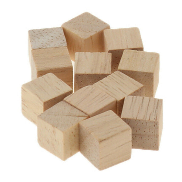 1/2 Inch Wooden Cubes, 100pcs Unfinished Square Wood Blocks for Kids Math