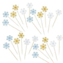 Glitter Snowflake Cupcake Toppers Cake Picks Decoration for Birthday Weddin
